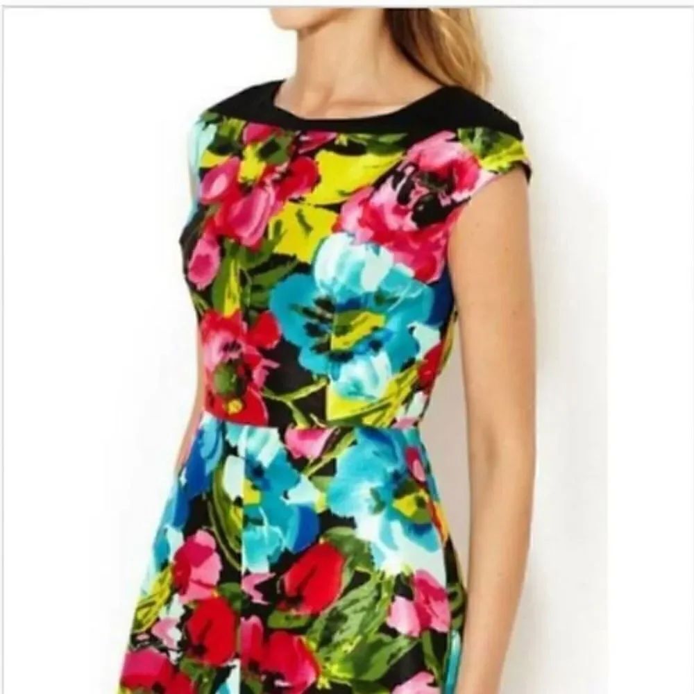 Cynthia Steffe Greta MINI vibrant Floral A-Line Dress Size 8 - Picture 2 of 7